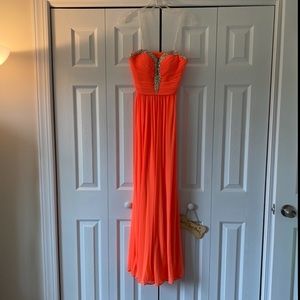 Neon orange prom dress